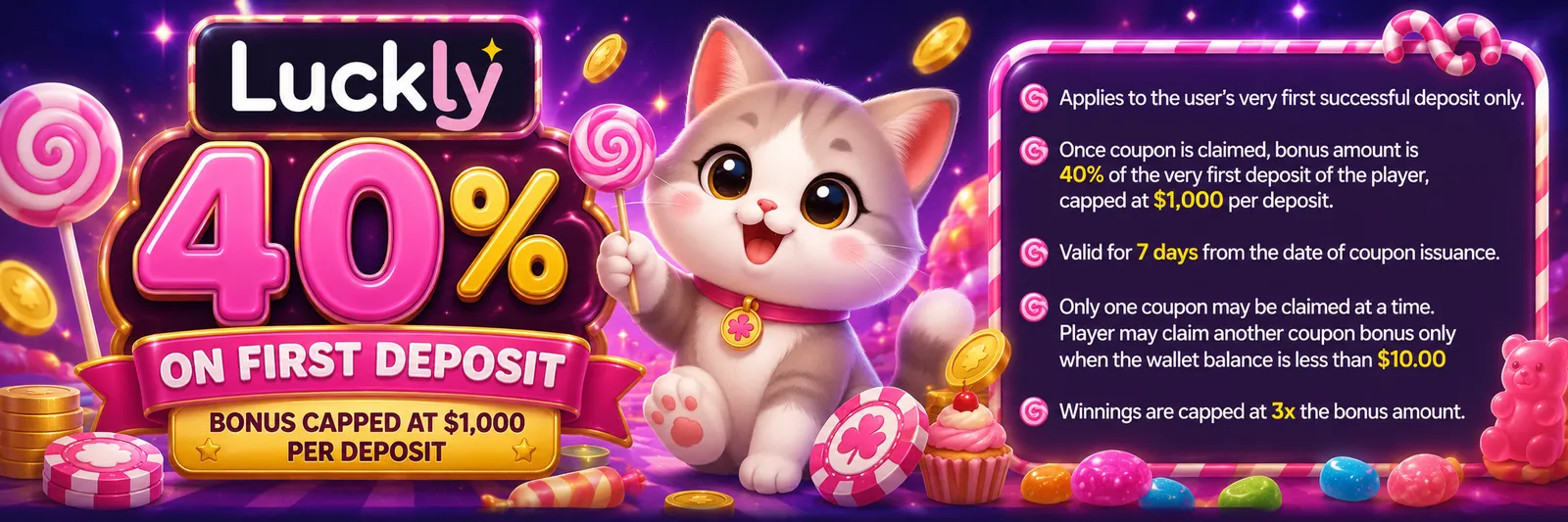 Luckly 40% first-deposit bonus